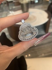 Hand-carved jade Buddha pendant with rock sugar square drill