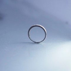 Size 8.25, vintage Sterling 925 silver wedding ring, Cz band