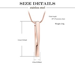 3D Vertical Bar Urn Necklace for Ashes Simple Bar Urn Pendant Memorial Necklace