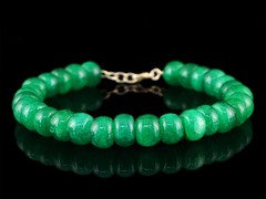 150.00 CTS EARTH MINED GREEN EMERALD ROUND SHAPE BEADS HAND MADE BRACELET (RS)