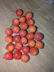 VINTAGE 24 ROUND Ceramic Glass Apple BEADS with holes & 18 Gold Spacers Unusual
