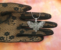 Deaths Head Hawk Moth Necklace, Death’s-head Hawkmoth charm & chain Ready2go