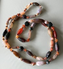 Agate Gemstone Polished Beaded Necklace Bohemian Chic 51 inches LONG Vintage