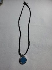 Red & White Striped Gingerman Pendant Black Twined Cord Jewelry Necklace