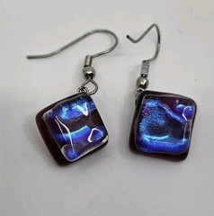 Dichroic Fused Glass Earrings And Bracelet