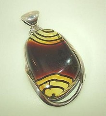 27mm 925 Sterling Silver Genuine Baltic Sea 2-Tone Honey Amber Pendant #6