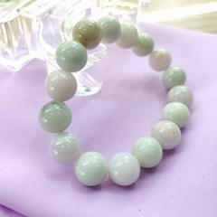 Burmese Jade Bracelet Round Sweet Color Natural Jadeite Type A Beads Wide 13.1mm