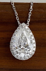 RARE 11.60 Ct Pear Diamond Solitaire Pendant-FREE Diamond Studs, FREE Tariffs