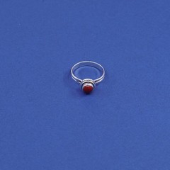 sz 8.25, vtg Sterling silver handmade ring, 925 w/ red onyx stone