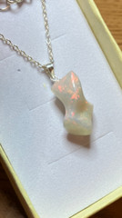#412- 7.50ct Genuine Freeform Ethiopian Welo Opal on a 925 Sterling Silver Chain