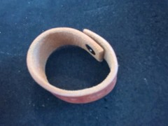 Brown Leather Snap Button 8.5 Inch Bracelet Hand Made Simple Flower Pattern