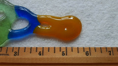 Large 5 1/2″ fused glass pendant, vintage hippie look necklace unusual