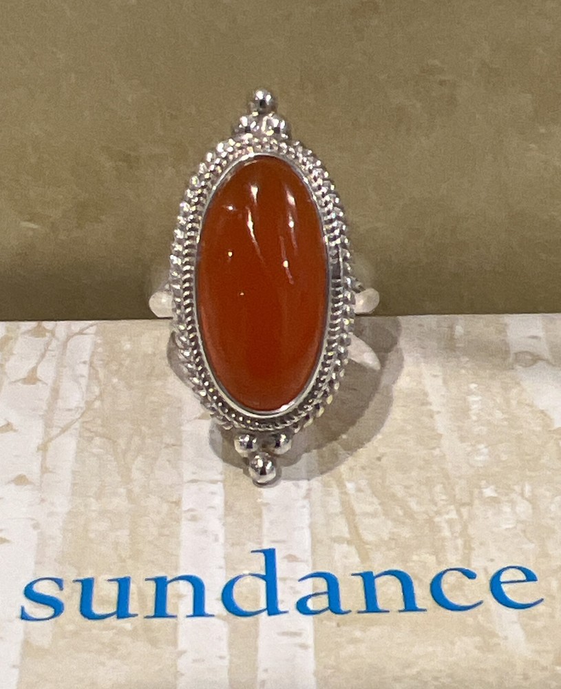 NWT Sundance Catalog Silver Red Onyx “Leandre Ring” Size 8 $198