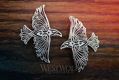 Celtic / Viking Flying Raven Pin — Norse/Crow/Medieval/Silver/Coat/Cloak/Brooch