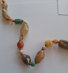 Beautiful Versatile Natural Polished Agate Jasper Adventurine Strung Necklace
