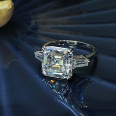 3.25 CT Asscher Cut CZ 3 Stone Cocktail Women’s Party Ring 925 Sterling Silver