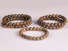 EPIDOTE Crystal Bracelet – Round Beads – Beaded Handmade Healing Jewelry, E1722