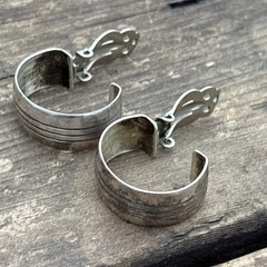 Happy Piasso Navajo Sterling Silver Clip On Hoop Earrings Native 925