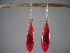 Handcrafted Oblong Red Jasper Stone Mosaic Dangle Earrings Fair Trade