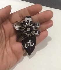 4 Pair 1980 90’s Earrings Large Black Floral Huggies Beaded & Chain Dangles Lotf