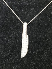 Sterling Silver Chefs Knife Pendant 925. Damascus Style Handmade