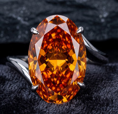 RARE 13.20 Ct Flame Orange Diamond Solitaire Statement Ring, FREE Diamond Studs