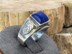 Vintage Southwestern Sterling Silver Blue Lapis Signet Ring sz 8.25–464.26