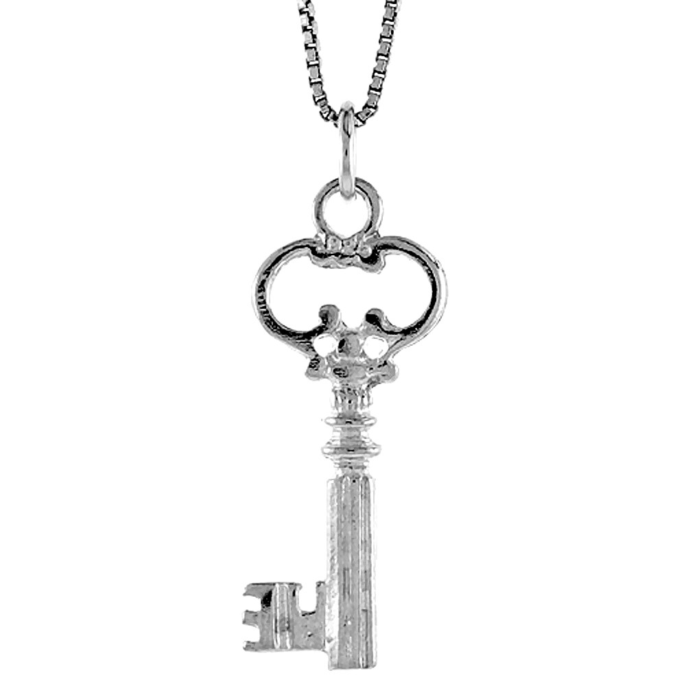 925 Sterling Silver Women’s Key pendant charm with or without 18″ box chain
