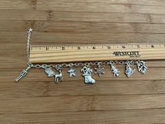 Christmas Charm bracelet – 9 silver charms on silver chain bracelet