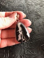 Artisan Rustic White Buffalo Turquoise Droplet Pendant Shadow Bezel 2″
