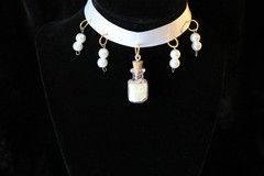 Handcrafted glow-in-the dark white faux pearl bead apothecary choker