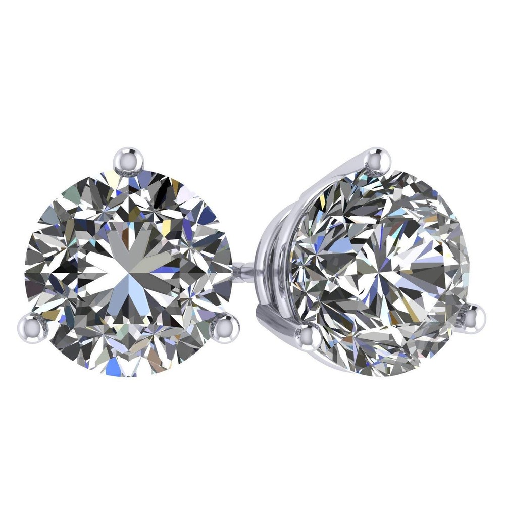 Platinum Plated Silver Stud Earrings With 4.00 CTW Round Cut Zirconia – 8.0MM