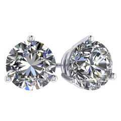 Platinum Plated Silver Stud Earrings With 4.00 CTW Round Cut Zirconia – 8.0MM