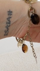 Nygard Signed Designer Tigers Eye, Smoky & Rutilated Quartz Bracelet 7-10 in adj