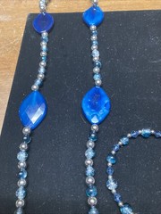 Blue Agate Necklace With Glass Beads & Blue Glass Bead Bracelet, Handmade