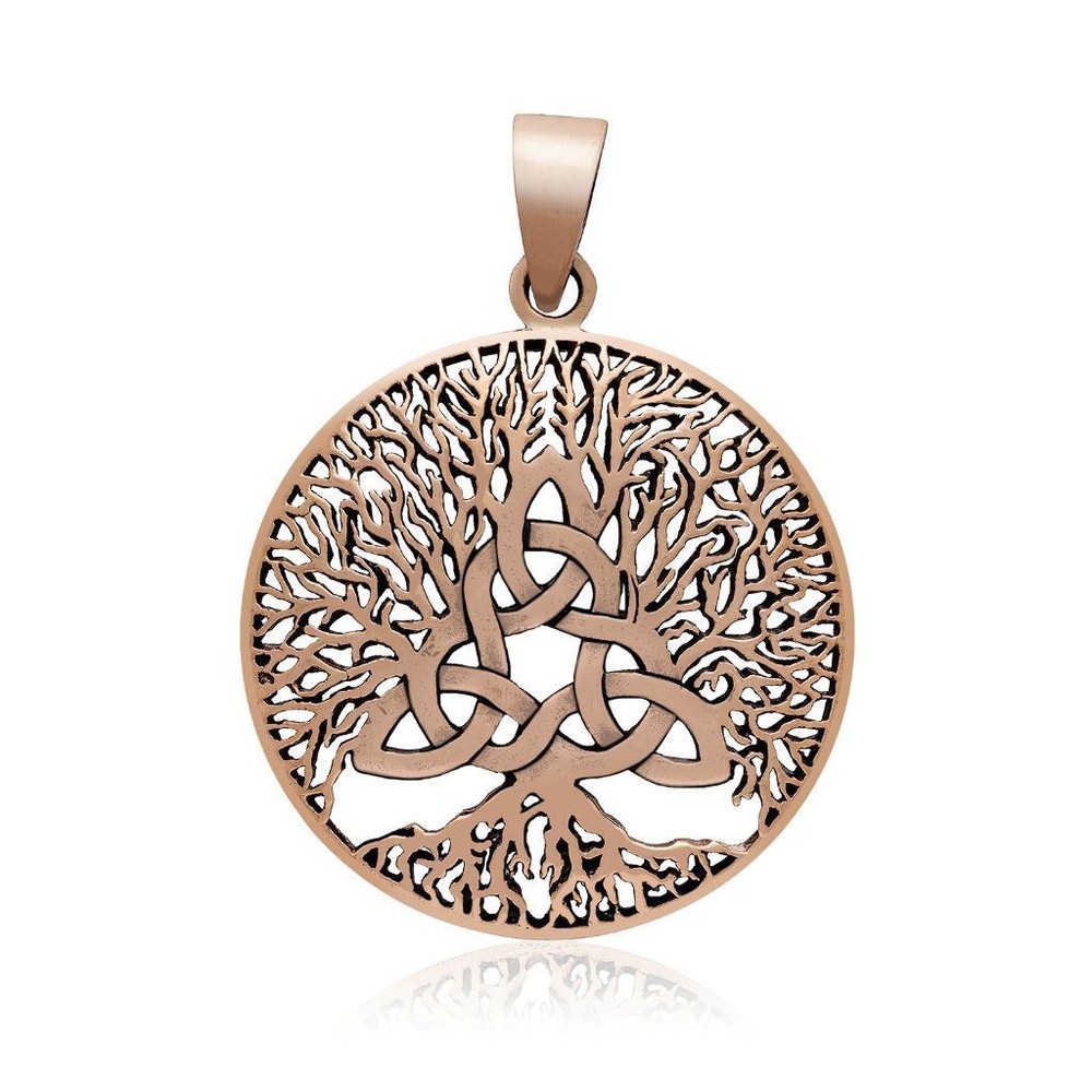 Handcrafted Bronze Celtic Triquetra Knot Viking Yggdrasil Tree of Life Pendant