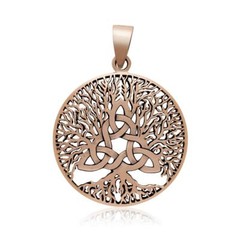 Handcrafted Bronze Celtic Triquetra Knot Viking Yggdrasil Tree of Life Pendant