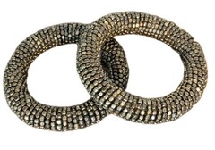 Pair Beaded Coil Spring Bracelets Seed Bead Spiral Stretch Estate Find Unique