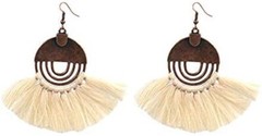 Bohemian White Macrame Fringe Lightweight Earrings