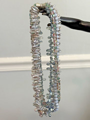Multi Strand Biwa Stick Pearl Beaded Necklace