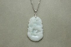 Natural White green A Jadeite jade Hand-Carved tiger (Chinese Zodiac) Pendant