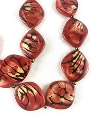 Boho Salmon Tagua-Style Statement Necklace | Double Strand Adjustable