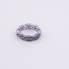 Size 4, Vintage sterling silver handmade ring, engagement ring with cz