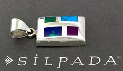 SILPADA Heavy Sterling Silver TURQUOISE-SUGALITE-MALACHITE-AZURITE Pendant~P0075