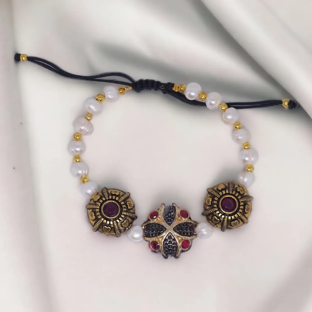Artisan Handmade Beautiful Ethnic Bracelet With Rope Cotton Wire Adjustable Size