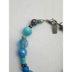 J Whitney Artisan Blue Lampwork Glass and Stone Beaded Bracelet Bohemian 6 Inch