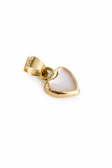 14k SOLID Gold White Heart Pendant, Mini Heart Charm, Mother of Pearl Necklace