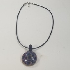 MURANO ART GLASS FLOWER PINK PURPLE RECTANGLE PENDANT NECKLACE SIGNED