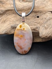 Ocean Jasper Brown Red Multicolor Oval Large pendant stone necklace #308