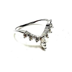 Chevron Band, Lab Grown Moissanite Ring Sterling Silver 925 , VVS D Color